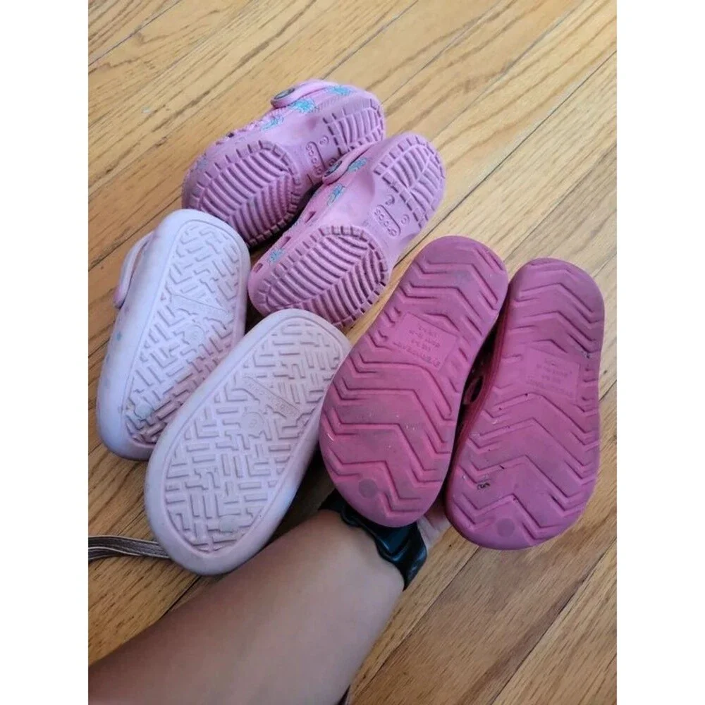 Pair of three size 8 girls bluey crocs sandals water